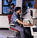 Working at computer